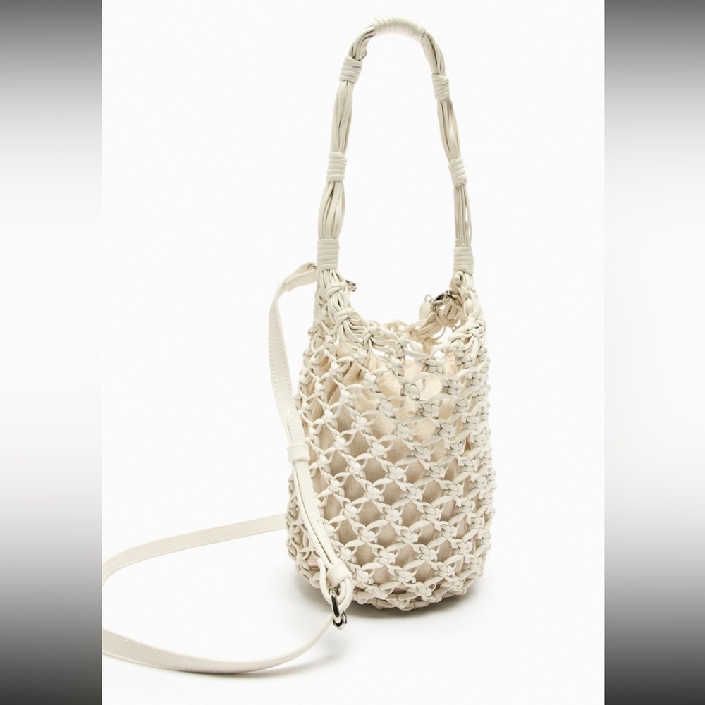 Zara woven handcrafted braided bucket bag shoulder & crossbody - Picture 4 of 9